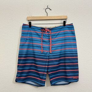 PATAGONIA Wavefarer Shorts Blue Striped Swim Surfing Boardshorts